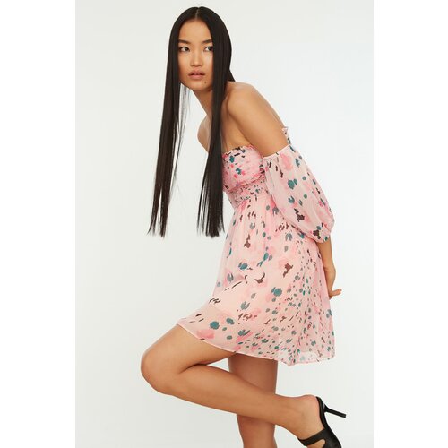 Trendyol Ženska haljina s uzorkom tamnocrvena pink Cene