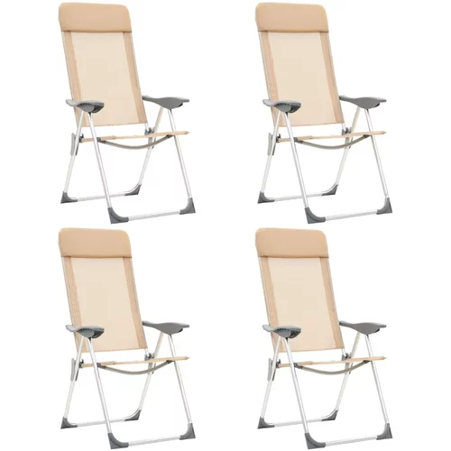  Sklopive stolice za kampiranje 4 kom krem aluminijske