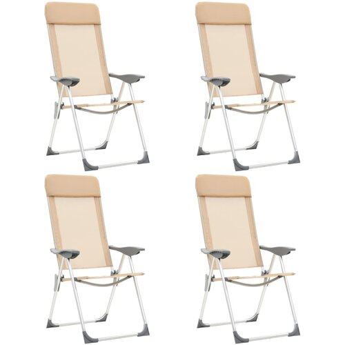  Zložljivi stoli za kampiranje 4 kosi krem aluminij Cene
