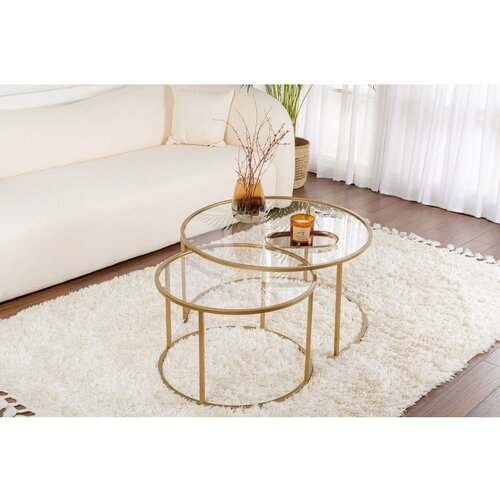 Hanah home Aurum - 80, 60 - Gold, Transparent GoldTransparent Coffee Table Set Cene