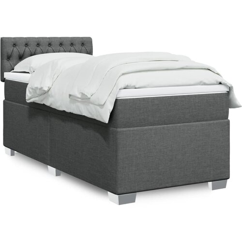 VidaXL Krevet s oprugama i madracem tamnosivi 100 x 200 cm od tkanine Slike