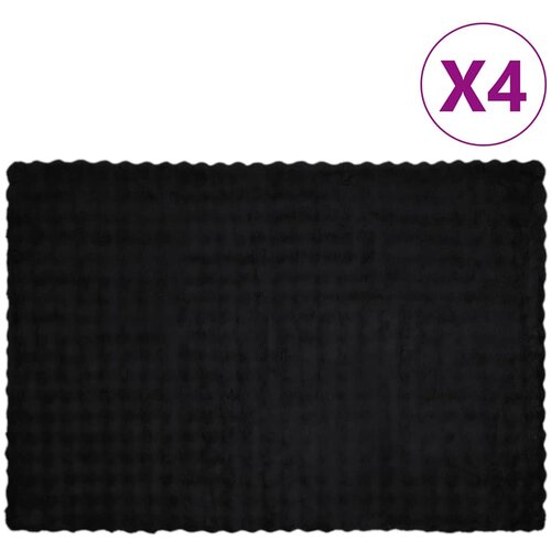 VidaXL Lažni zec deka 4 pcs Crna 150 x 220 cm Poliester Slike