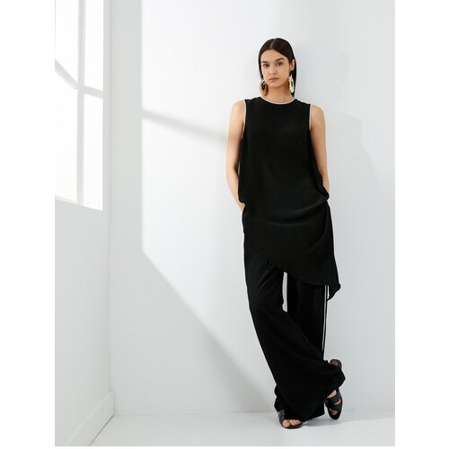 Koton Wide Leg Trousers Pocket High Waist Viscose Ribbon Detail Slike