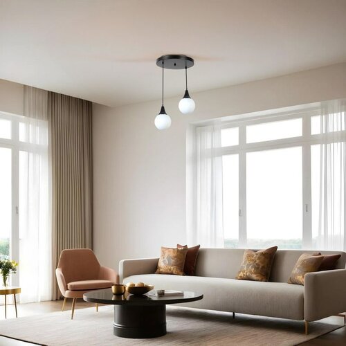 Opviq afra 2 li tepsili siyah beyaz Camlı Sarkıt blackwhite chandelier Slike