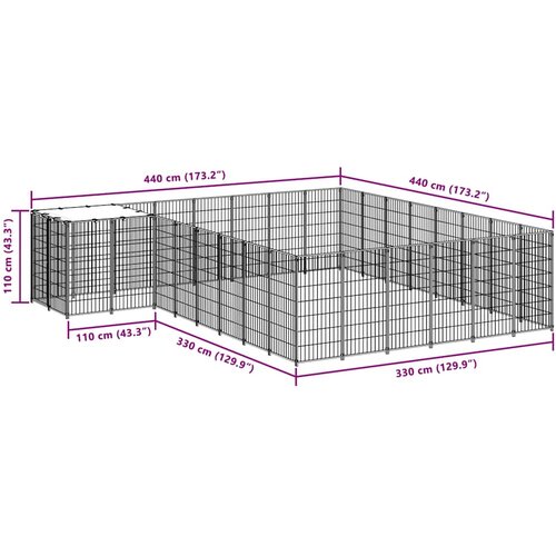  Kavez za pse crni 15,73 m&amp;sup2; čelični Slike