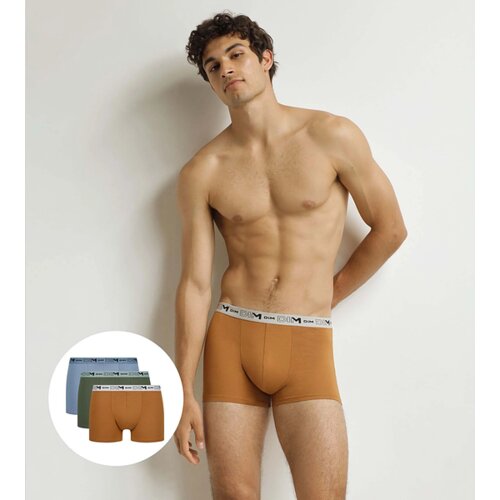 DIM COTTON STRETCH BIO BOXER 3x - Men's boxer shorts made of organic cotton 3 pcs - orange - dark green - light brown Cijene