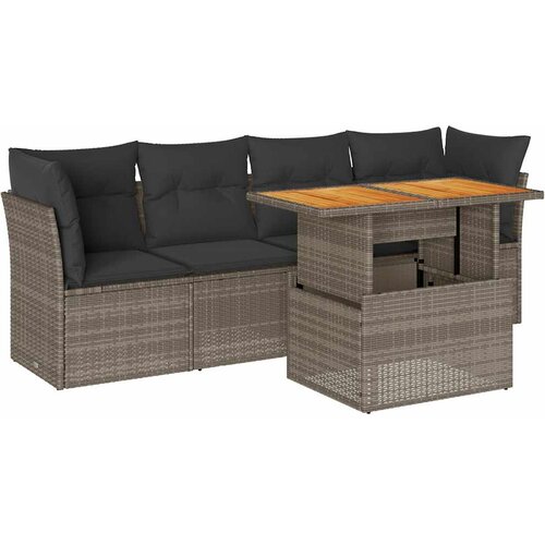 Maison Chic Seti vrtnega pohištva - Vrtna garnitura - Vrtni pohištvo set 5-delna z blazinami siv poli ratan, (21816052) Cene