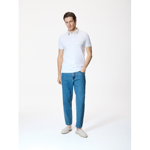 Reserved Slim polo-majica s visokim udjelom pamuka - bijela Cijene