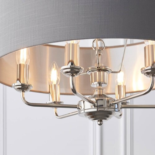  Endon 94373 - Luster na lancu HIGHCLERE 6xE14/40W/230V siva/sjajni hrom Slike