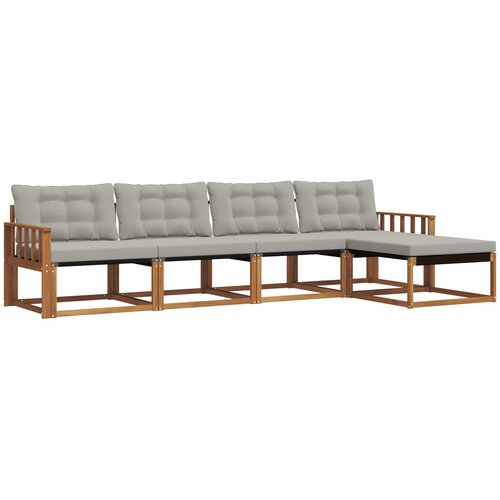  Set vanjskih sofa 5 kom. Prirodna i svjetlosiva Smeđa 329 x 162,5 x 73 cm Slike