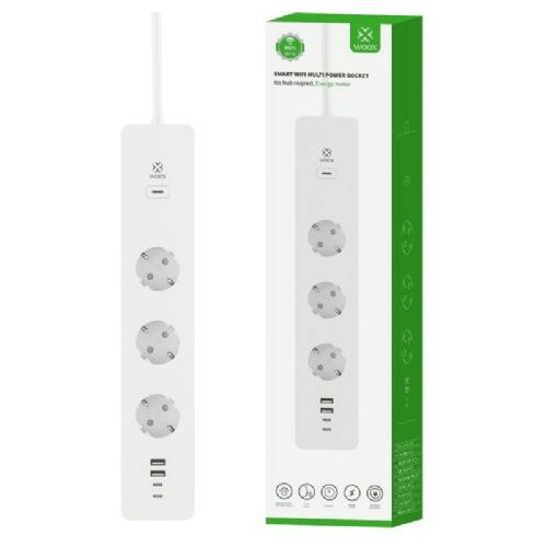 Woox " R6132 WiFi pametni produžni kabl sa merenjem potro&scaron;nje 3 utičnice + 2 USB A + 2 USB C utičnice 1.5m beli" Cene