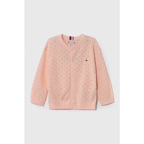 Tommy Hilfiger Bombažni pulover za dojenčke roza barva
