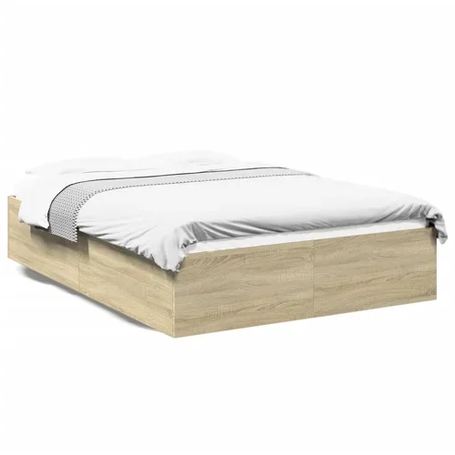 vidaXL Okvir za krevet boja hrasta 135x190 cm od konstruiranog drva