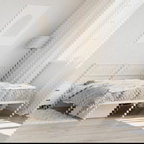 VidaXL Metalni okvir za krevet s uzglavljem bijeli 150x200 cm Slike