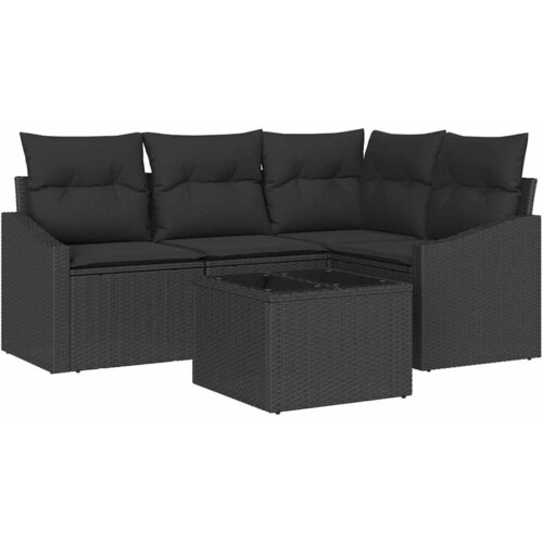  Sjedeća garnitura za vrt 5 kom. Crna poliratan 178,5 x 123,5 x 85 cm Slike