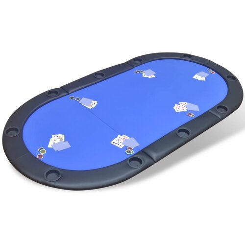 VidaXL Sklopiva Podloga za Stol za Poker 10 Igrača Plava Slike