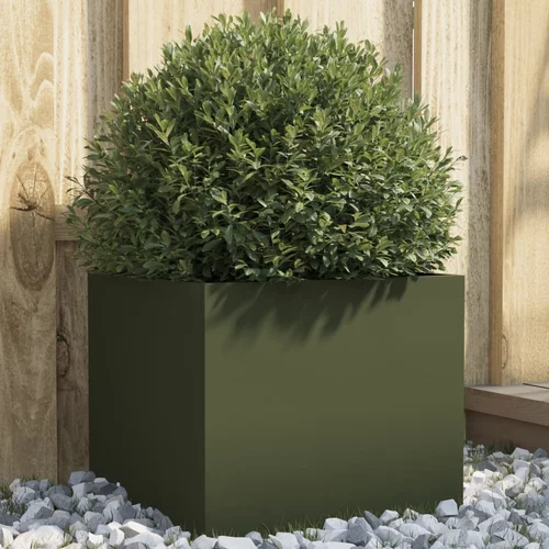 vidaXL Cvetlično korito olivno zeleno 32x30x29 cm hladno valjano jeklo