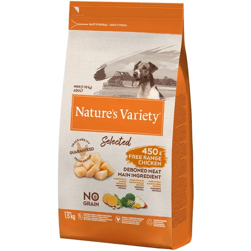 Nature's Variety Selected Mini Adult piščanec proste reje - Varčno pakiranje: 3 x 1,5 kg