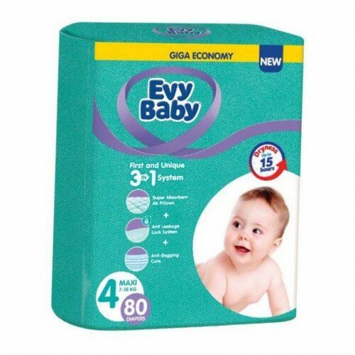 Evy Baby pelene za bebe giant 4 maxi 8 - 18kg, 80kom, 3u1 j A054560 Slike