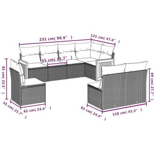vidaXL 8-dijelni set vrtnih sofa od poliratana s jastucima crni Cijene