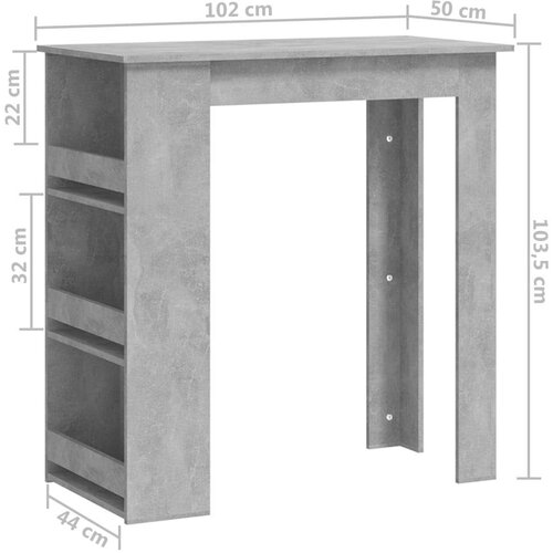 VidaXL Barski stol sa stalkom za pohranu boja betona 102x50x103,5 cm Slike