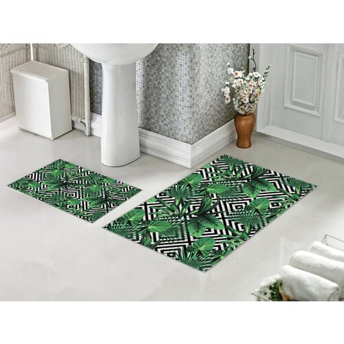  Set za kupatilo sa gumenom podlogom 40x60cm + 60x90cm - zeleno lišće SG-039 Cene