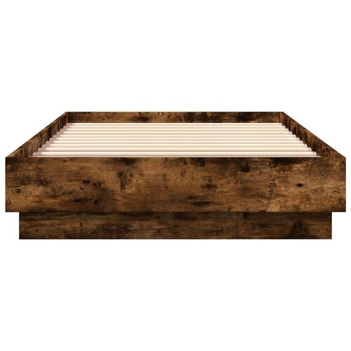  Okvir za krevet s LED svjetlima dimljena boja hrasta 100x200 cm Slike