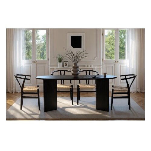 Hanah home sablin - wood black wood black dining table Slike