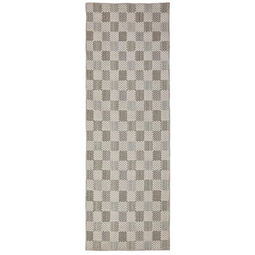 Flair Rugs Zelen pralen tekač iz me&scaron;anice bombaža 80x230 cm Muted Checkerboard &ndash; Cene