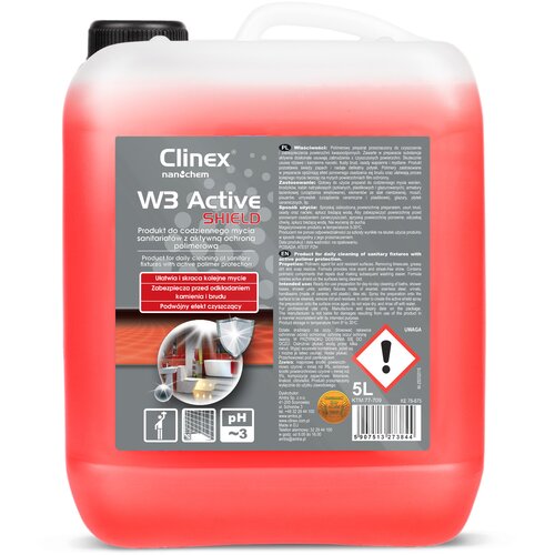 Clinex Čistilo za kopalnico in strani&scaron;če odstranjuje rjo, vodni kamen, ostanke mila, W3 Active SHIELD 5L, (21389391) Cene