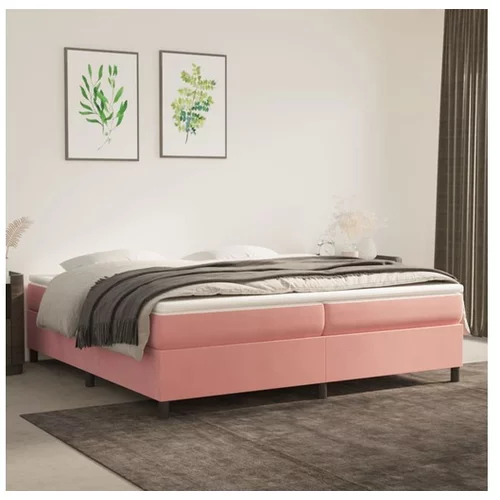  Box spring posteljni okvir roza 200x200 cm žamet