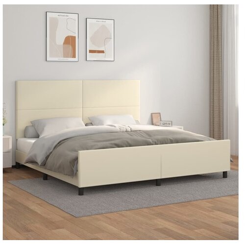  Okvir za krevet s uzglavljem krem 200x200 cm od umjetne kože Cijene