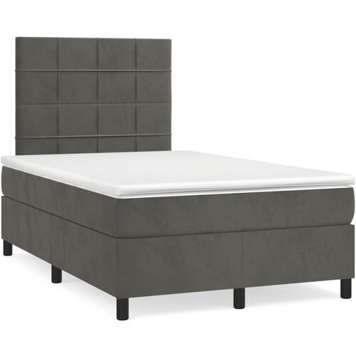 VidaXL Krevet box spring s madracem tamnosivi 120 x 190 cm bar&amp;scaron;un Slike
