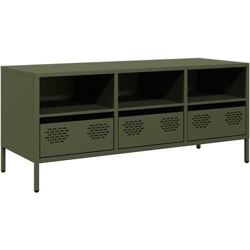 Maison Chic TV omarica - TV enota - Televizijska omarica olivno zelena 101,5x39x43,5 cm hladno valjano jeklo, (21701063) Cene