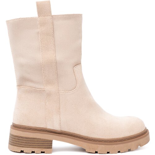 Shelvt Modern light beige ankle boots with a simple cut Cene