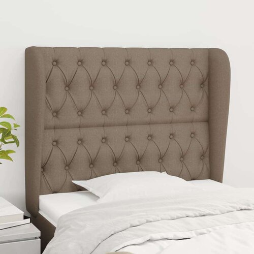  Vzglavje z u&amp;scaron;esi taupe 93x23x118/128 cm blago, (20794633) Slike