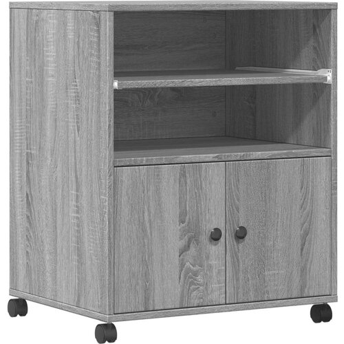 vidaXL Stalak za pisač s kotačima siva boja hrasta 60 x 48 x 74 cm Cijene