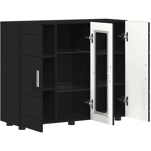 VidaXL Strani &amp;scaron;al s polico Črna 55.5 x 29 x 100 cm Konstruiran les Slike