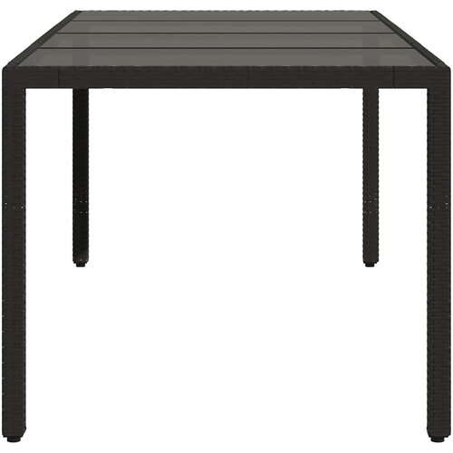  Vrtni stol sa staklenom pločom crni 190x90x75 cm od poliratana Slike