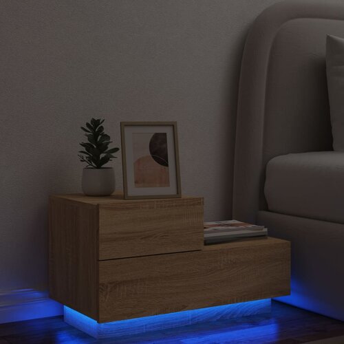  The Living Store Nočna omarica z LED lučkami sonoma hrast 70x36x40,5 cm - Nočna Omarica, (21503124) Cene