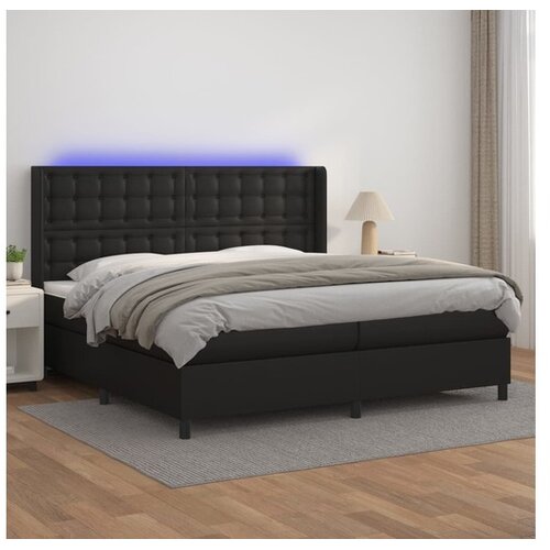  Box spring s madracem LED crni 200x200cm od umjetne kože Cijene