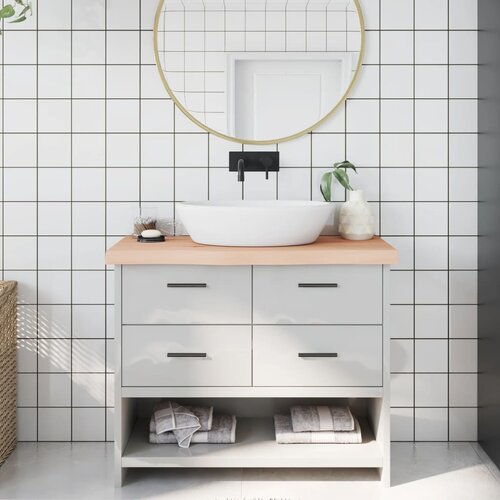 VidaXL Kupaonska radna ploča 100x40x(2-6) cm netretirano masivno drvo Slike