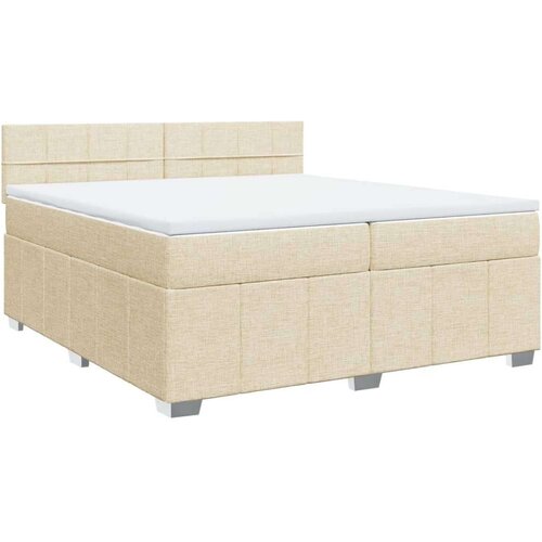 vidaXL Box spring postelja z vzmetnico krem 200x200 cm blago, (21304764) Cene