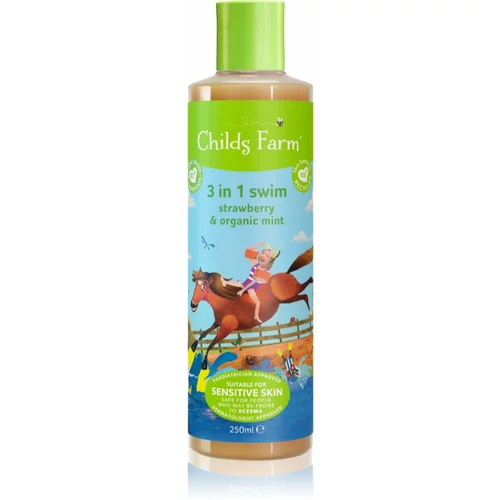 Childs Farm 3 in 1 Swim Strawberry & Organic Mint 3 u1 šampon, regenerator i gel za tuširanje za djecu 250 ml