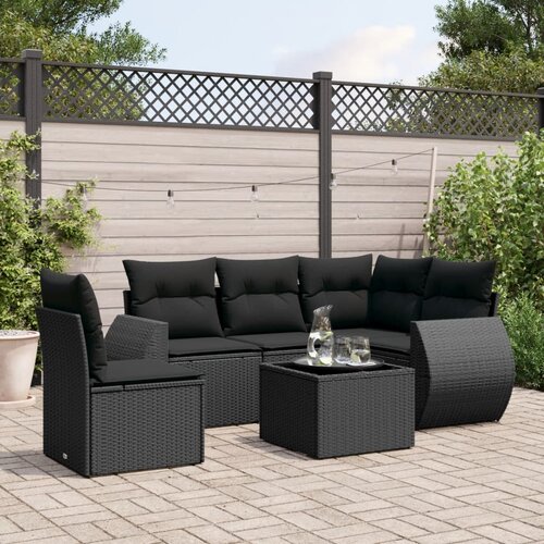 vidaXL 6-dijelni set vrtnih sofa s jastucima crni od poliratana Cijene