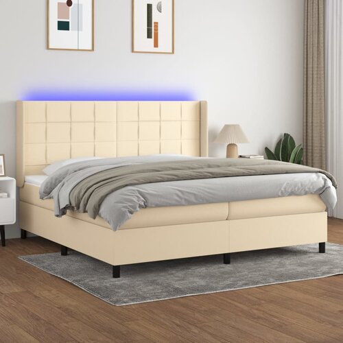 The Living Store Box spring postelja z vzmetnico LED krem 200x200 cm blago - Box Spring Postelja, (21516170) Cene