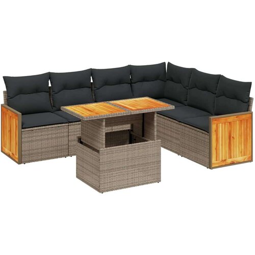 VidaXL 7-dijelni set vrtnih sofa sivi od poliratana Slike