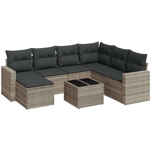 VidaXL 8-dijelni set vrtnih sofa od poliratana s jastucima svjetlosivi Slike