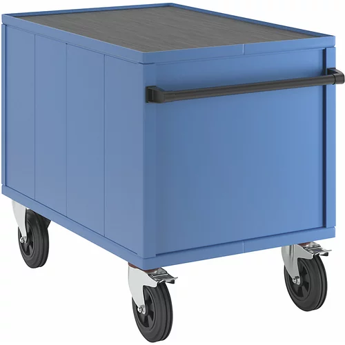 eurokraft pro Montažni voziček, nosilnost 500 kg, 1 omara, 4 predali, svetlo moder RAL 5012