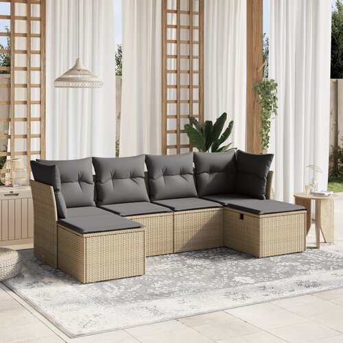 vidaXL 6-dijelni set vrtnih sofa s jastucima bež od poliratana Cijene